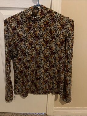 Frank & Oak Floral Turtleneck Top Long Sleeve M